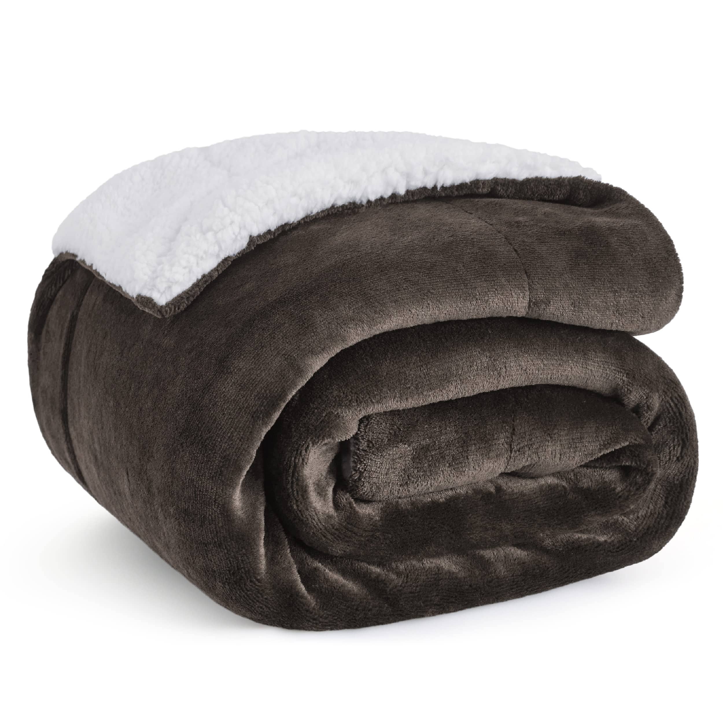  CozyLux Sherpa Fleece Blanket Throw Size Grey 50 x 60