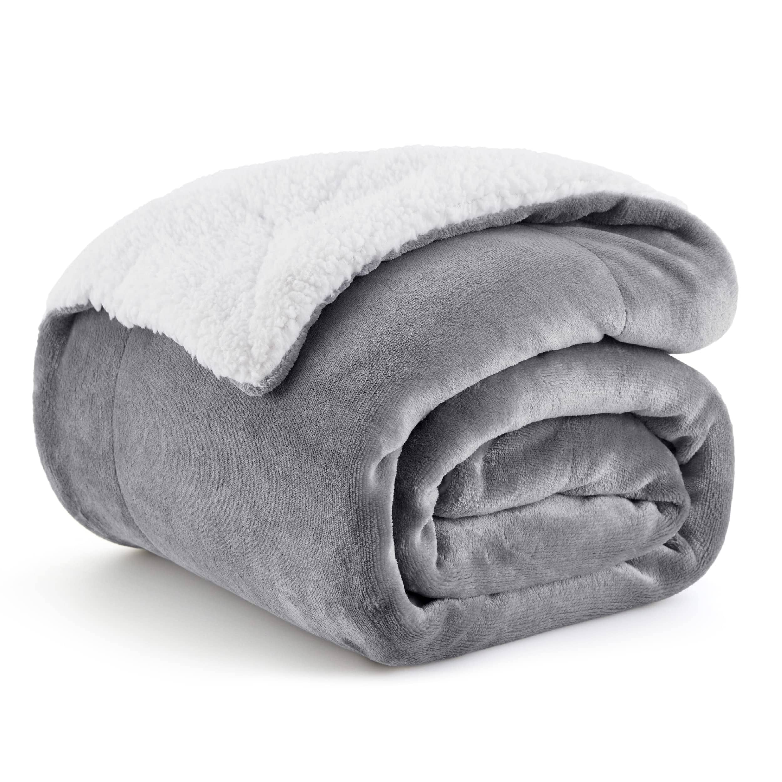  CozyLux Sherpa Fleece Blanket Twin Size Grey 60 x 80