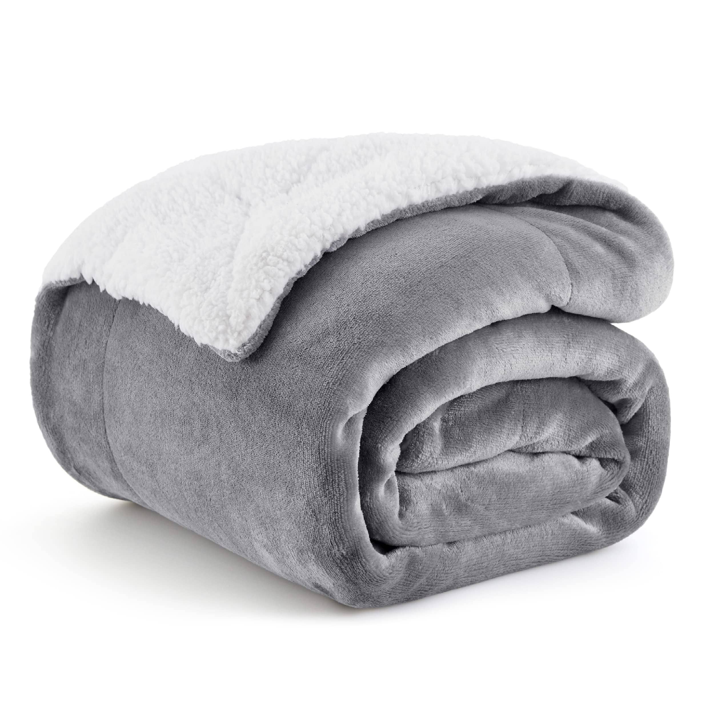 Bedsure Fleece Blanket Queen Size for Bed - Grey Queen Blanket Winter Fuzzy  Cozy Soft Plush Warm Blankets for Bed, 90x90 inches