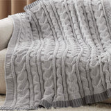 Cable Chenille Chunky Knit Throw Blanket