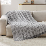 Cable Chenille Chunky Knit Throw Blanket