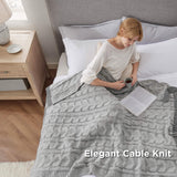 Cable Chenille Chunky Knit Throw Blanket