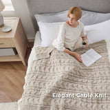 Cable Chenille Chunky Knit Throw Blanket