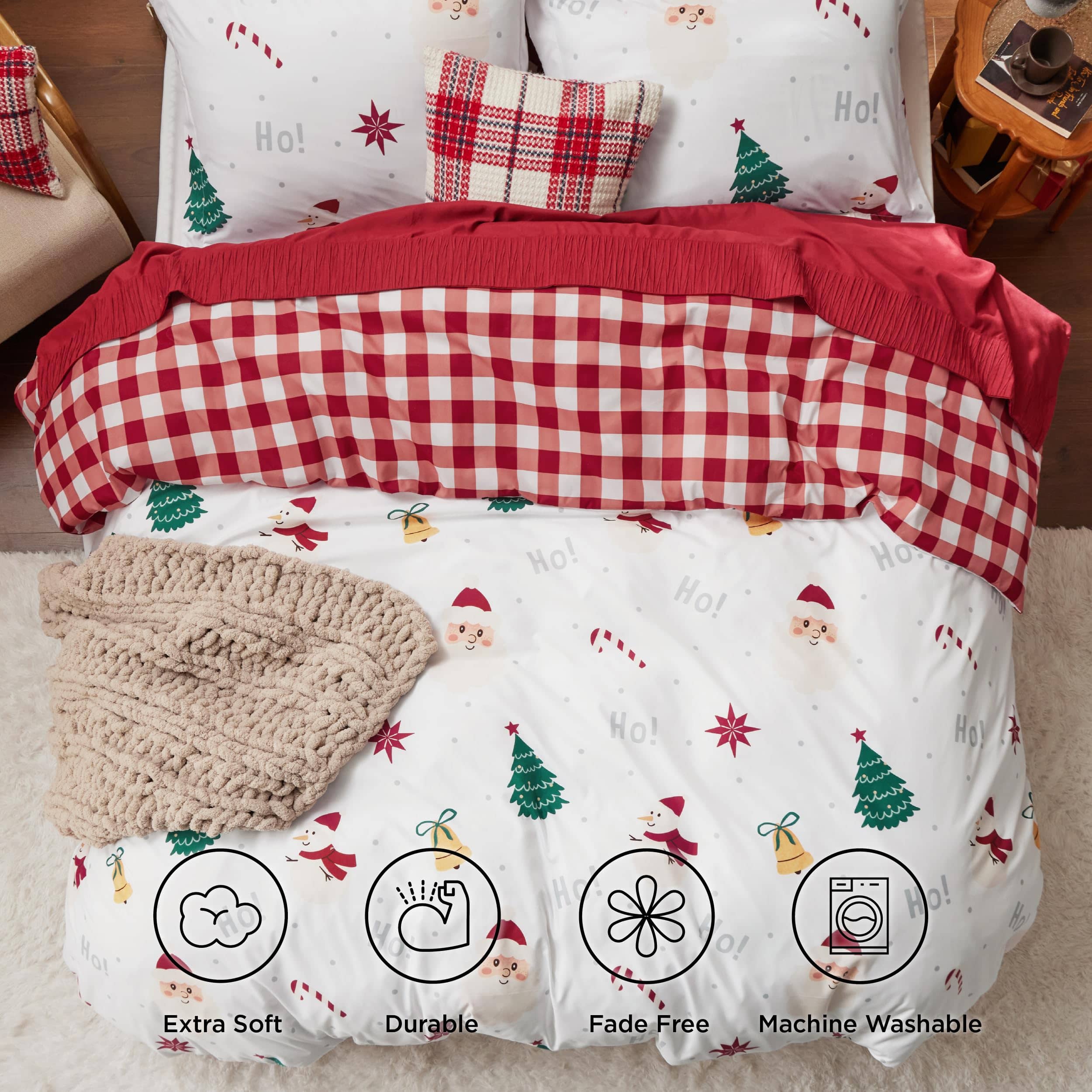 Bedsure Christmas Santa Duvet Cover Set
