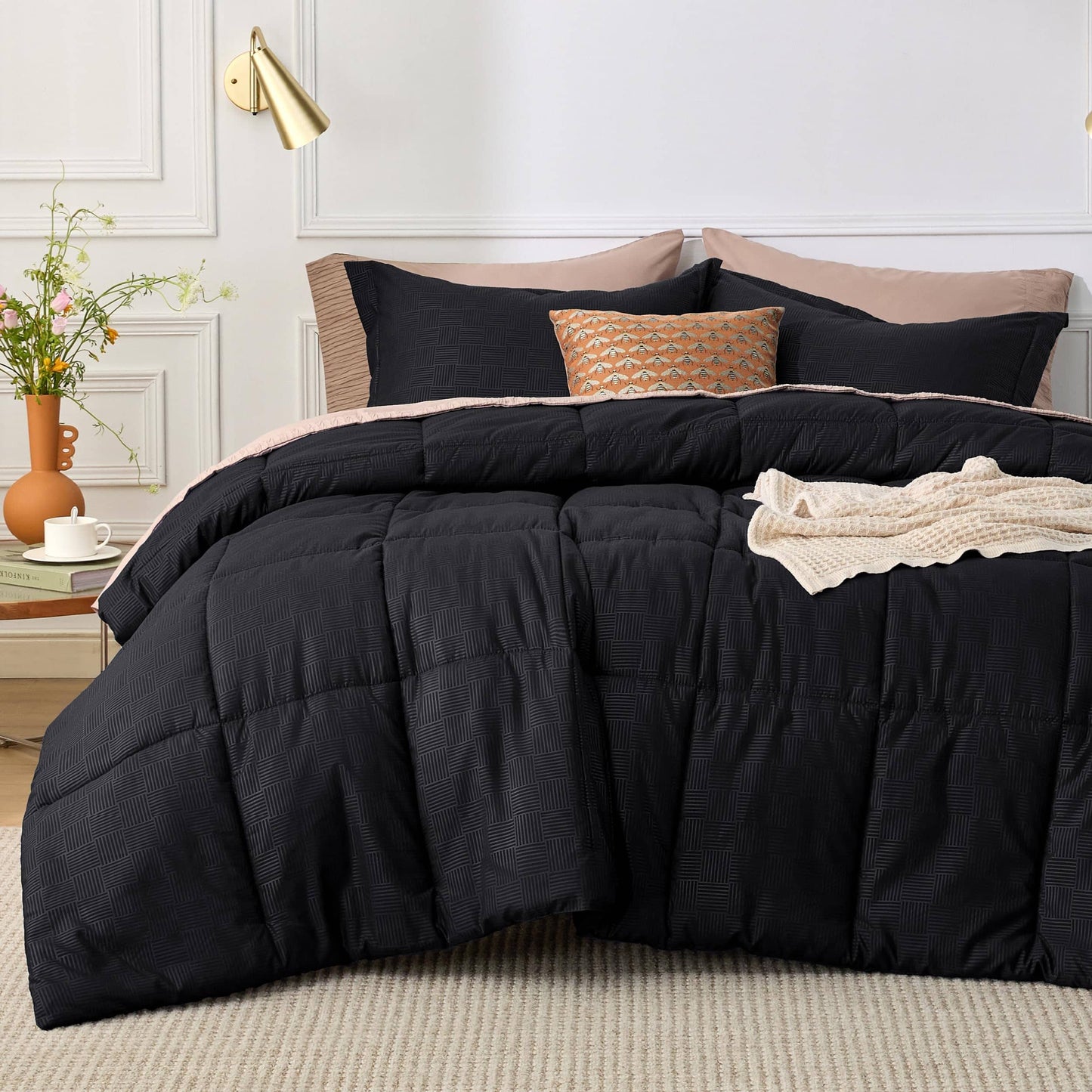 Basket Weave Pattern Down Alternative Comforter Set