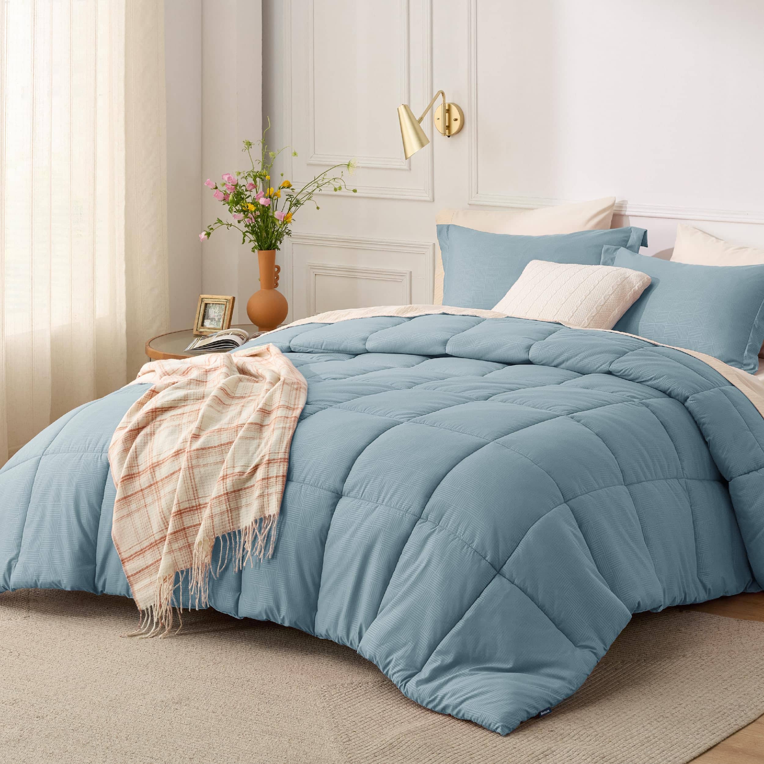 Basket Weave Pattern Down Alternative Comforter Set