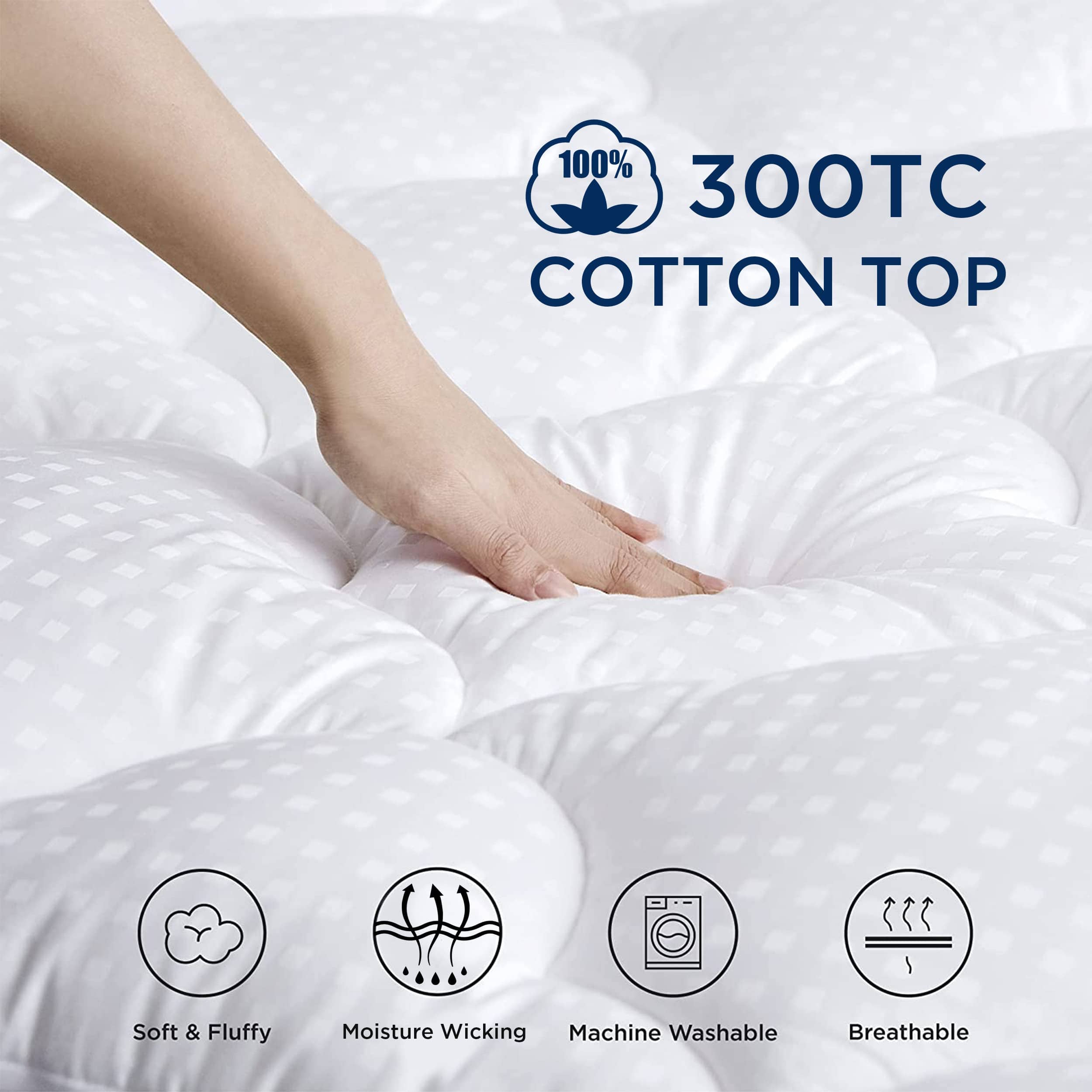 Machine Washable Fluffy Cotton Quilted Mattress Topper