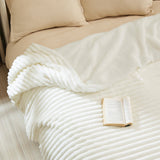 Bedsure Jacquard Stripes Shaggy Sherpa Blanket