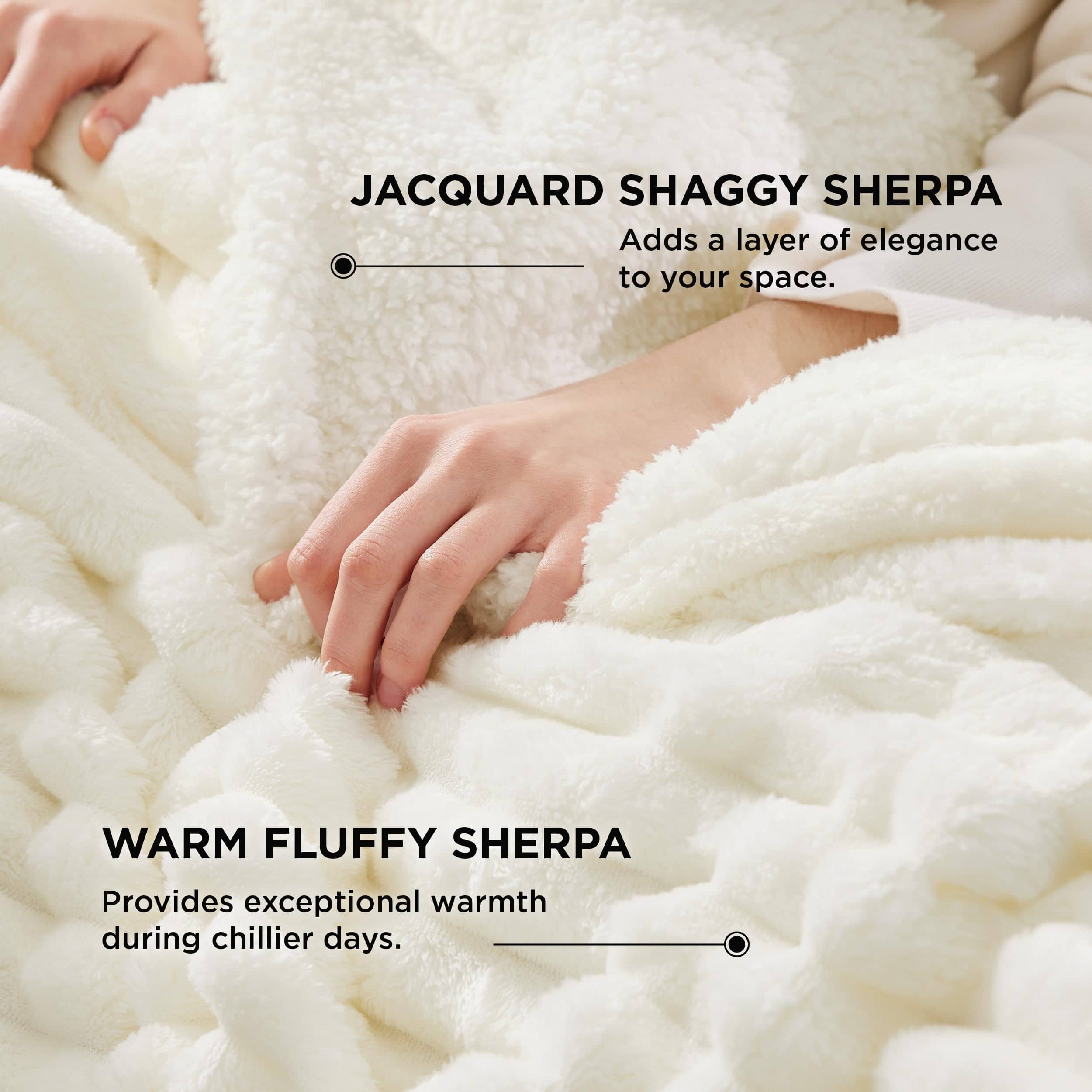 Bedsure Jacquard Stripes Shaggy Sherpa Blanket