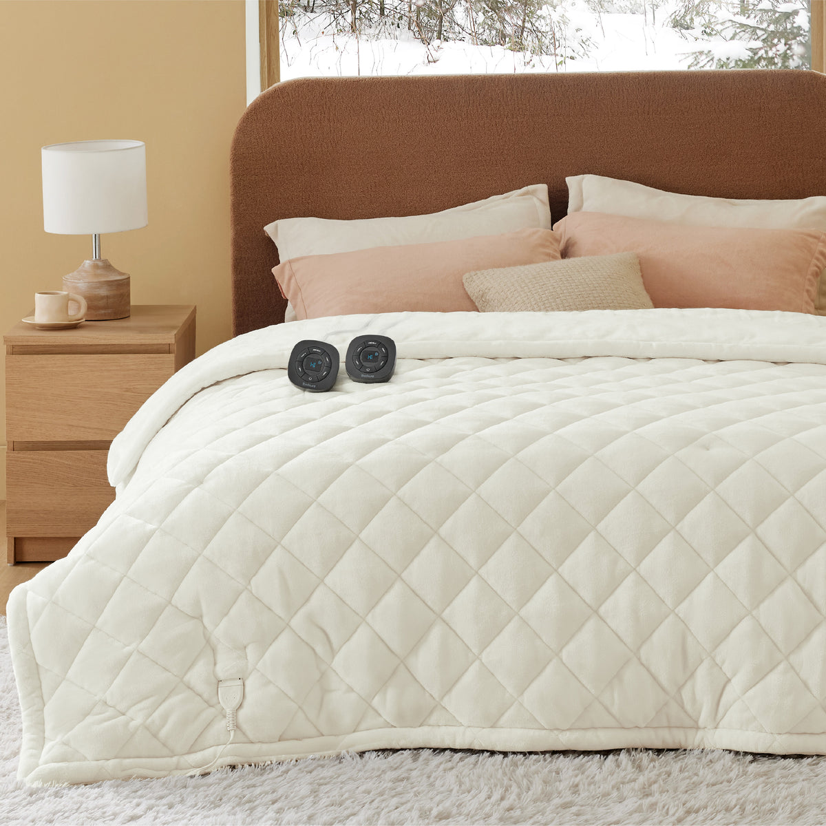 Quilted Sherpa Fleece Heated Blanket
