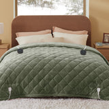 Quilted Sherpa Fleece Heated Blanket