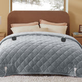 Quilted Sherpa Fleece Heated Blanket