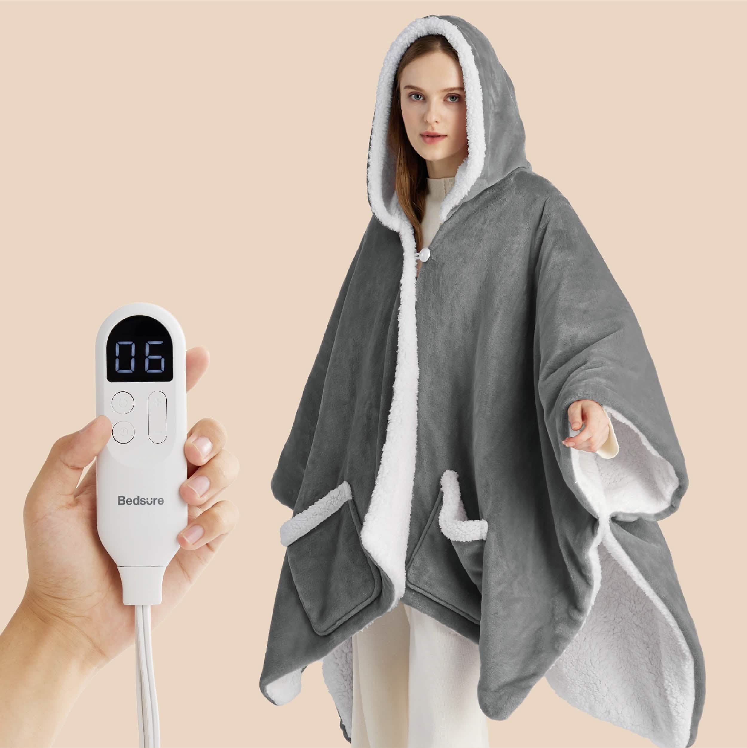 Heated Sherpa Fleece Blanket Hoodie
