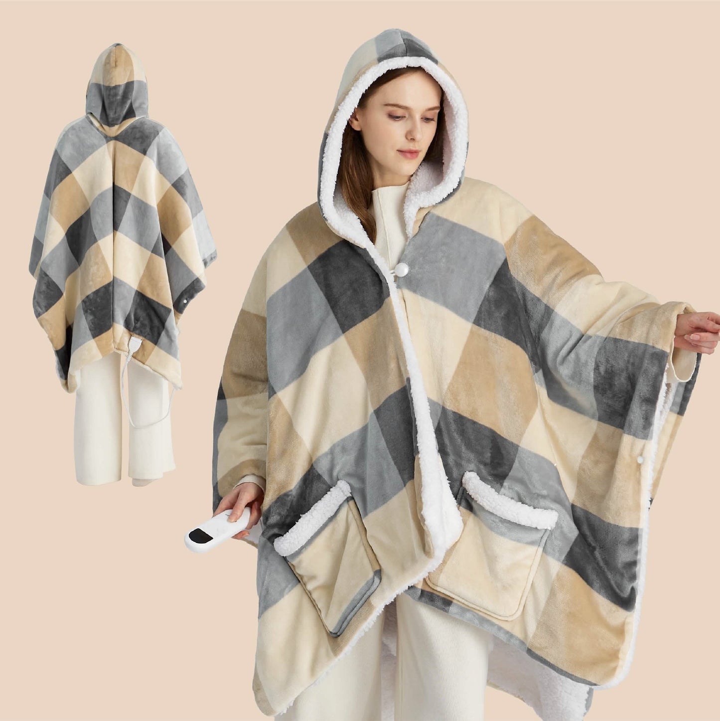Heated Sherpa Fleece Blanket Hoodie