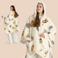 Heated Sherpa Fleece Blanket Hoodie Printed Cat