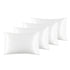 Four white satin polyester pillowcases, smooth texture, set of 4.