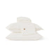 White organic cotton sheet set with a brand logo on a white background