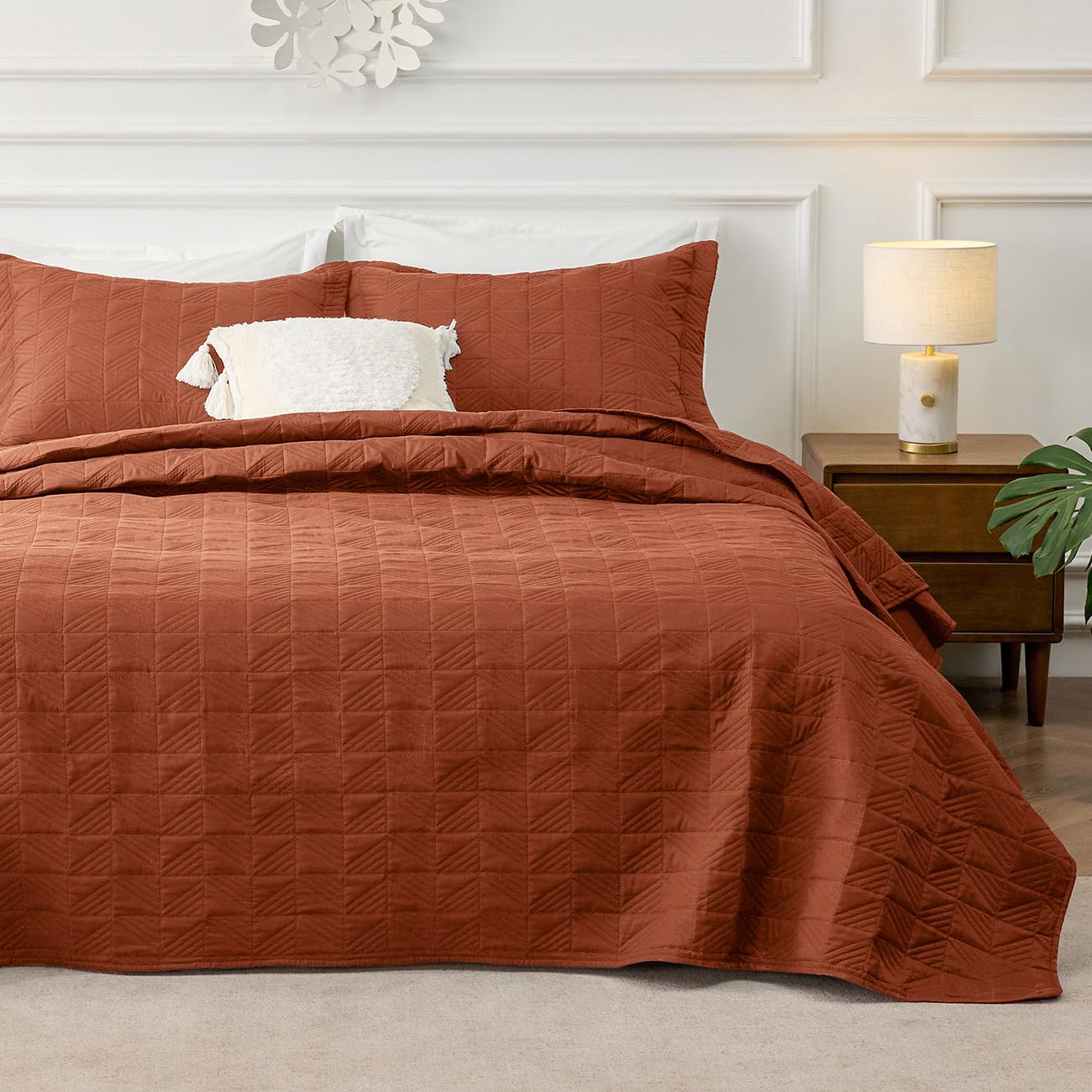 Bedsure Geometric Soft Ultrasonic Quilt Set