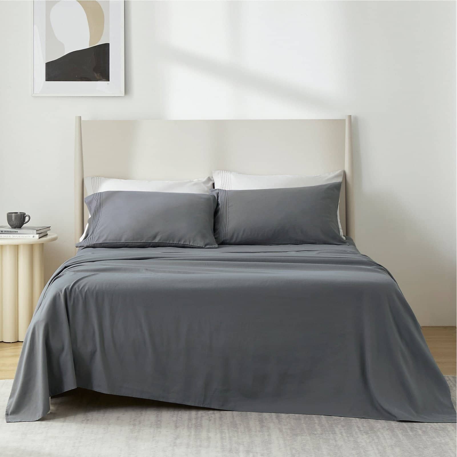 Bedsure Queen Sheets Set Grey - Soft Bed Sheets for Queen Size Bed