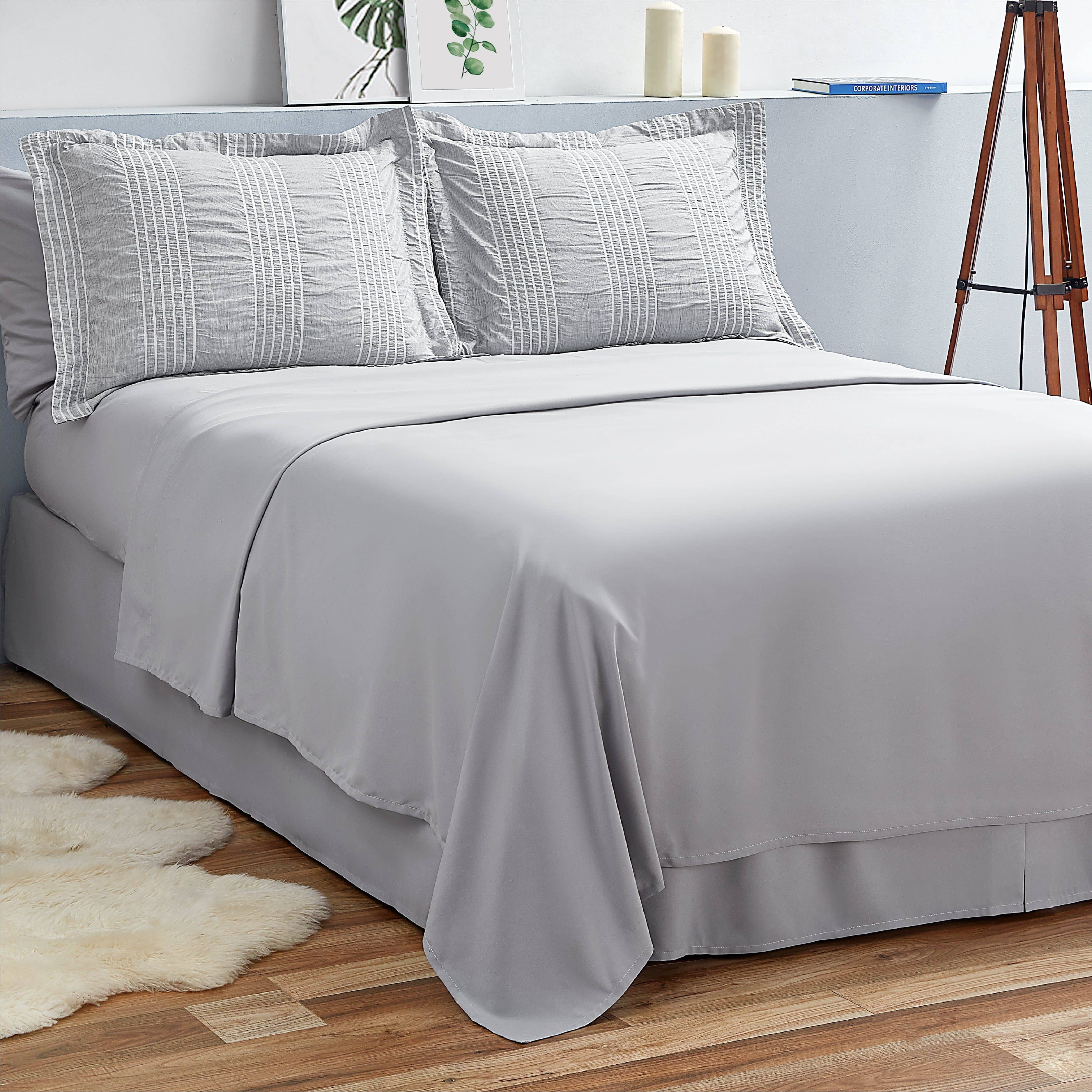 Bedsure | Seersucker Comforter Set - Striped Bed in A Bag grey comfort