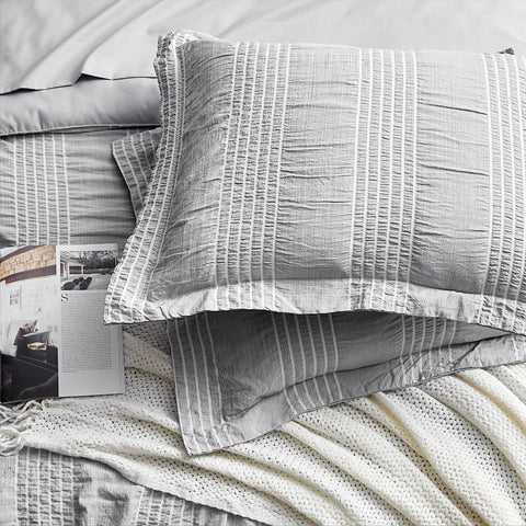 Bedsure | Seersucker Comforter Set - Striped Bed in A Bag grey soft life
