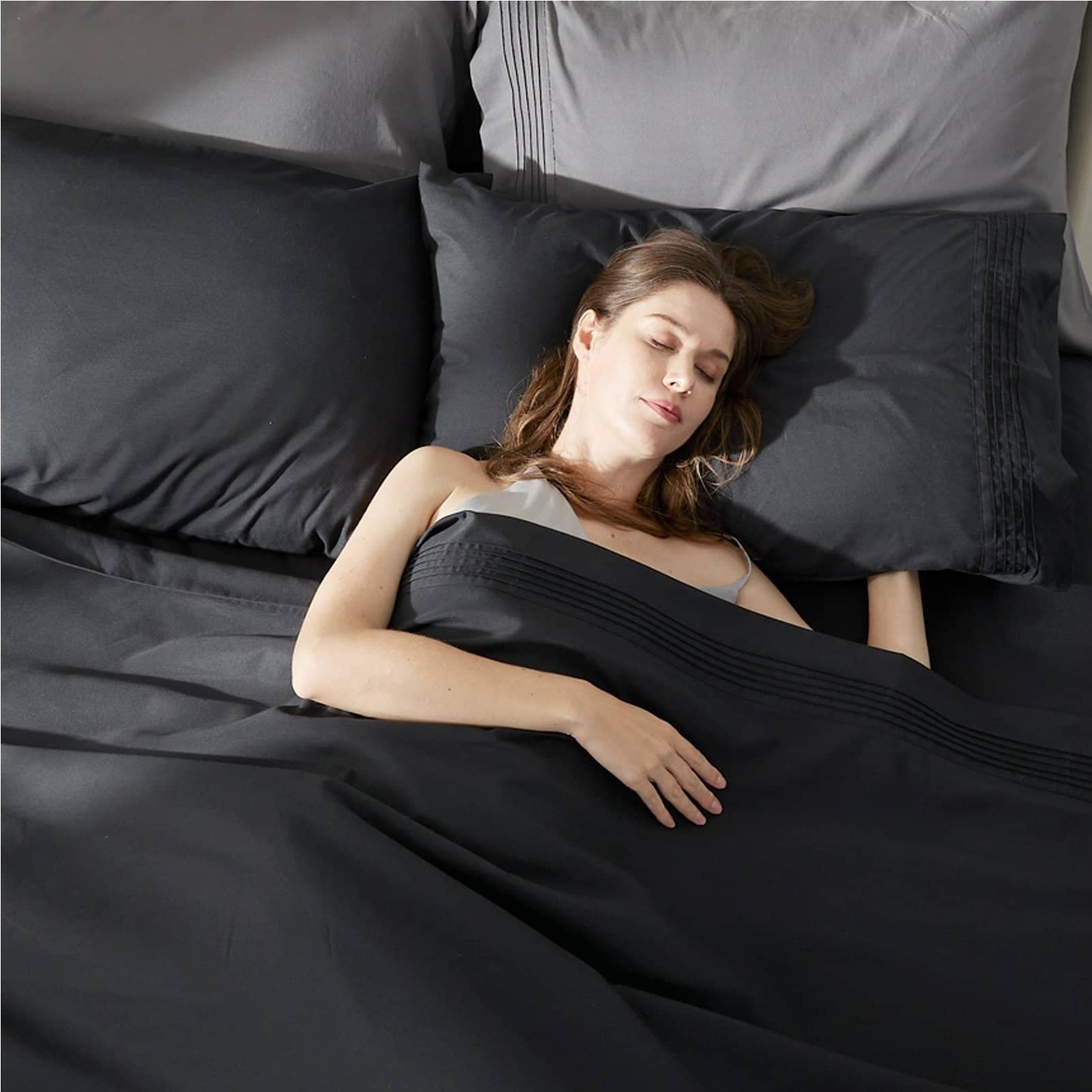 Bedsure | Moisture-Wicking Sheet Set black good nights