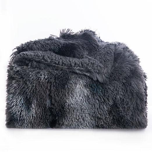 Grey Faux Fur Throw Blanket, Large Black Throw Blanket For Couch And For  Bed, Super Soft Long Hair Shaggy Blanket, Thick, Elegant, Cozy And Fluffy  Mi