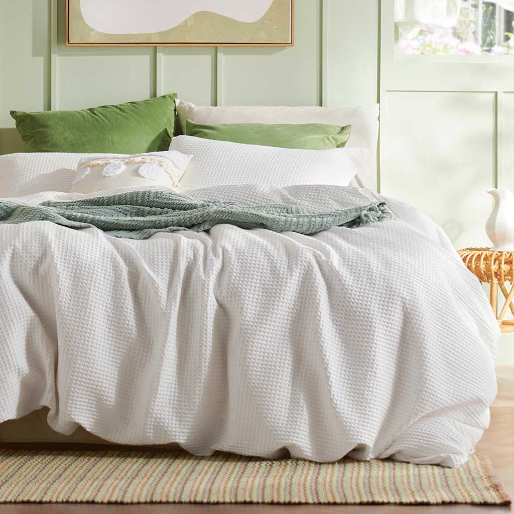 100% Cotton Waffle Weave Duvet Cover Set