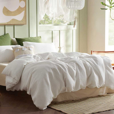 100% Cotton Waffle Weave Duvet Cover Set