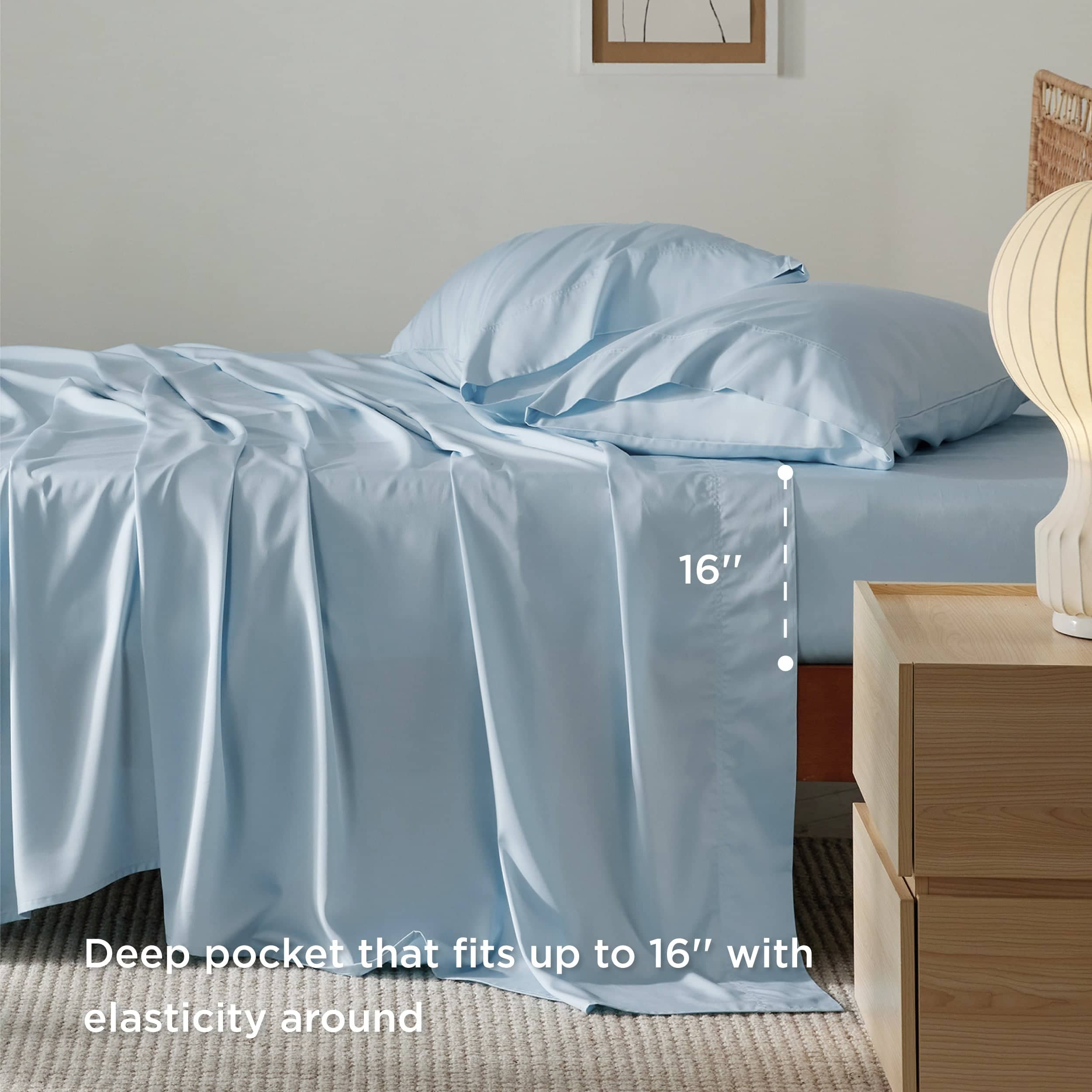 Bedsure King Fitted Sheet Only - Bed Sheets Extra Deep Pocket 16 inch, Ultra Soft Bottom Sheet for King Size Bed, White, 78 x 8