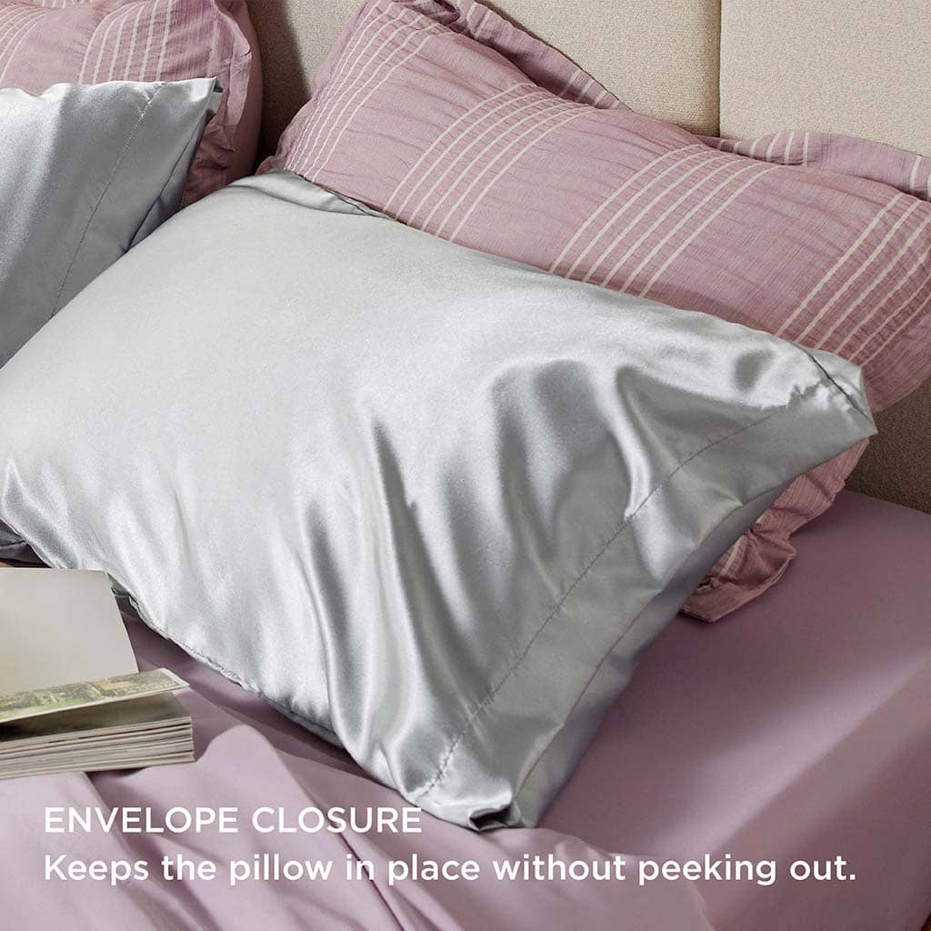 BEDELITE Satin Silk Pillowcase for Hair and Skin, Rose Pink Pillow Cases  Standard Size Set of 4 Pack Super Soft Pillow Case with Envelope Closure