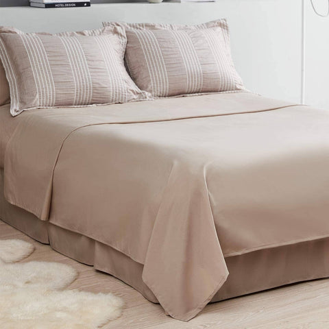 Seersucker Comforter Set - Striped Bed in A Bag warm taupe superior quality