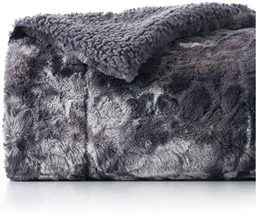 Faux Fur and Sherpa Tie-dye Reversable Blanket super absorbent