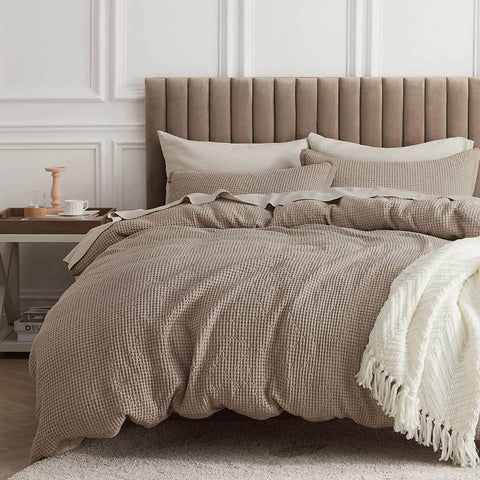 100% Cotton Waffle Weave Duvet Cover Set 30