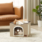 bedsure-cat-beds-for-indoor-cats-large-cat-cave-for-pet-cat-house-with-fluffy-ball-hanging-and-scratch-pad-foldable-cat-hideaway-16-5x16-5x14-inches-brown