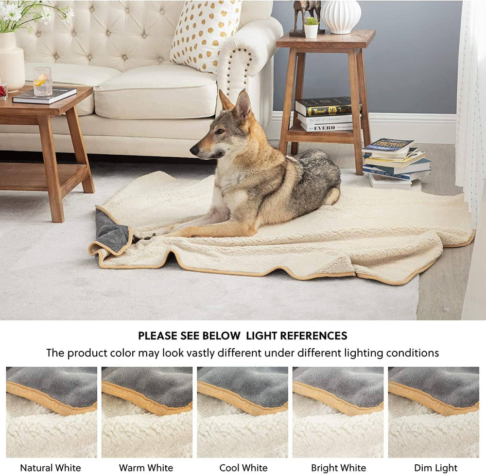 Bedsure Reversible Sherpa and Microfiber Fleece Dog Blanket