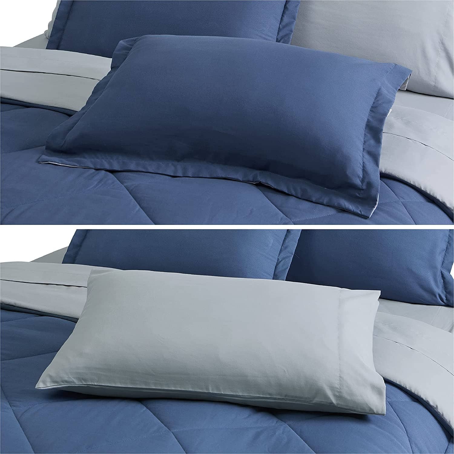 EXQ Home Cotton Denim Blue Duvet Cover Set King Size 3 Pcs, Super Soft  Bedding V