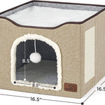 bedsure-cat-beds-for-indoor-cats-large-cat-cave-for-pet-cat-house-with-fluffy-ball-hanging-and-scratch-pad-foldable-cat-hideaway-16-5x16-5x14-inches-brown