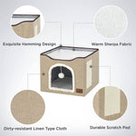 bedsure-cat-beds-for-indoor-cats-large-cat-cave-for-pet-cat-house-with-fluffy-ball-hanging-and-scratch-pad-foldable-cat-hideaway-16-5x16-5x14-inches-brown