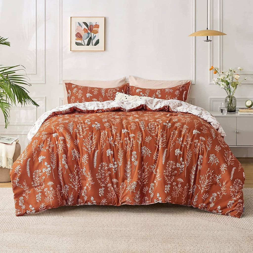 Reversible Floral Print Comforter Set Bedsurehome