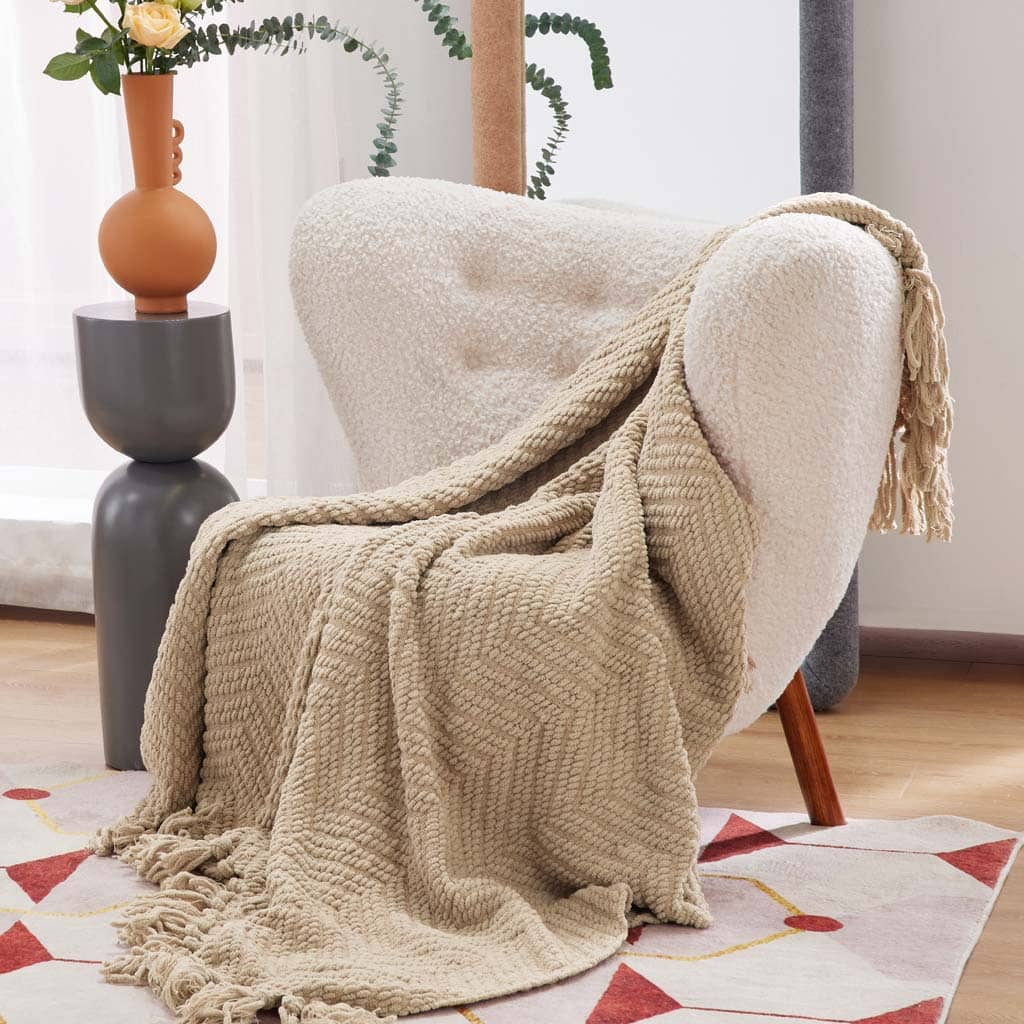 Versatile Knit Woven Chenille Blanket