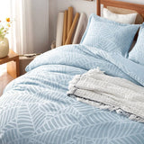 Leaves Waffle Jacquard Duvet Cover Set