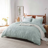 Leaves Waffle Jacquard Duvet Cover Set