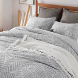 Leaves Waffle Jacquard Duvet Cover Set