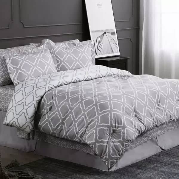Bedsure Queen Comforter Set - 7 Pieces Comforters Queen Size Grey